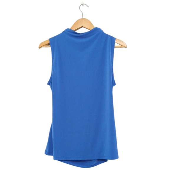 Calvin Kline sz S Dazzing Blu Sleeveless Mockneck Top with Gathered Seam - Picture 2 of 13